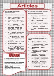 English Worksheet: ARTICLES