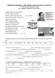 Merry-go-round or Jim Crow - coloured child at carnival - ESL worksheet