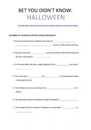 English Worksheet: Halloween activity