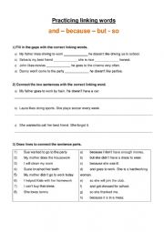 English Worksheet: Linking words