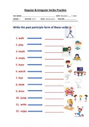 English Worksheet: Regular & Irregular Verbs Past Participle