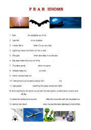 English Worksheet: Fear  idioms