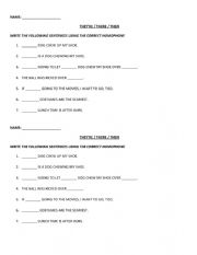 English Worksheet: THEY�RE / THERE / THEIR (HOMOPHONES)