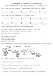 English Worksheet: Elementary Phonics Exercise for Kids