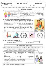English Worksheet: 7th grade - Mid Term Test N1