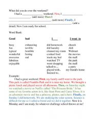 English Worksheet: Writing About the Weekend