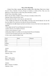 English Worksheet: Harry Potter Reasoning Puzzle