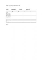 English Worksheet: Giving and receiving directions - Rubric