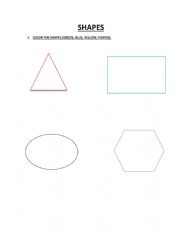 English Worksheet: Coloring some shapes