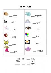 English Worksheet: A-An