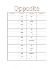 English Worksheet: Opposite Adjectives