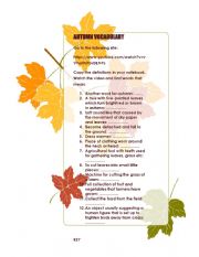 English Worksheet: Autumn vocabulary