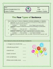 English Worksheet: Types of sentences