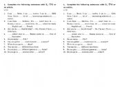 English Worksheet: articles