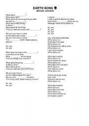 English Worksheet: Earth Song Activity