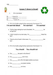 English Worksheet: Green is Great