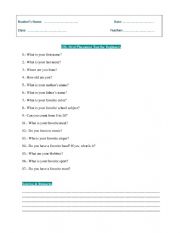 English Worksheet: oral placement test