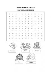 English Worksheet: Word search puzzle - Natural disasters 