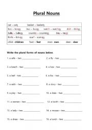 English Worksheet: Plural nouns