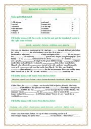 English Worksheet: remedial activities for consolidation 1st form