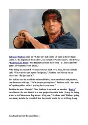 English Worksheet: Sylvester Stallone and Last Blood