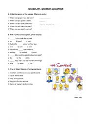 English Worksheet: Grammar and vocabulary evaluation