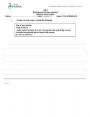 English Worksheet: writing a movie review