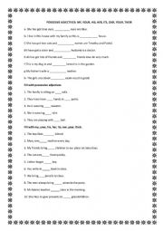 English Worksheet: possessive adj