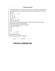 English Worksheet: Mental Maths