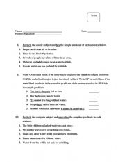 Sentence and Fragment Activity worksheet