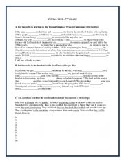 English Worksheet: initial test 7th grade