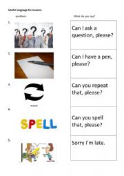 English Worksheet: Useful language for lessons: sorting & poster