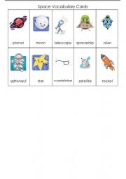 English Worksheet: Space Vocabulary Cards