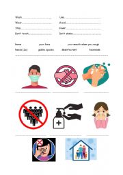 English Worksheet: Coronavirus Recommendations