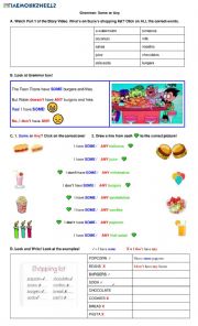 English Worksheet: some any