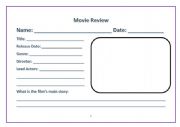 English Worksheet: Template for a movie review