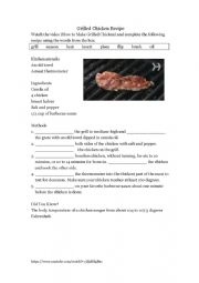 Cooking recipe worksheet