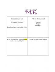 English Worksheet: All About Me 