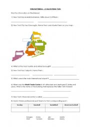 English Worksheet: A tour in NYC - Internet quiz