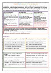 English Worksheet: PRESENT, PAST AND PERFECT PARTICIPLE CLAUSES