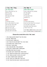English Worksheet: Do / Does Simple Verbs Worksheet