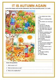 English Worksheet: It is autumn again