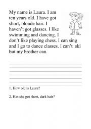 English Worksheet: My name is Laura