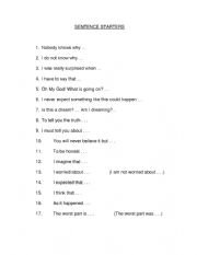 English Worksheet: Sentence Starters