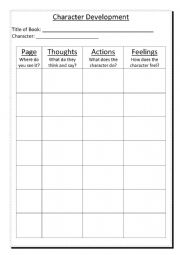 English worksheet: Tracking Character Development 