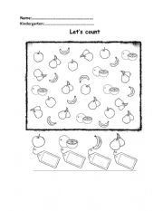 English Worksheet: Count the fruit