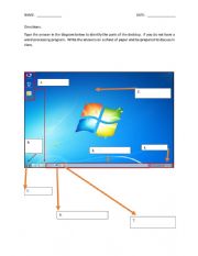 English Worksheet: Elements of a Computer Window