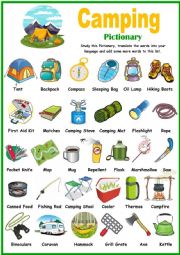 Camping Vocabulary - ESL worksheet by Solnechnaya