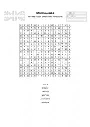 Wordsearch on Nationalities