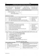 English Worksheet: phrases and clauses